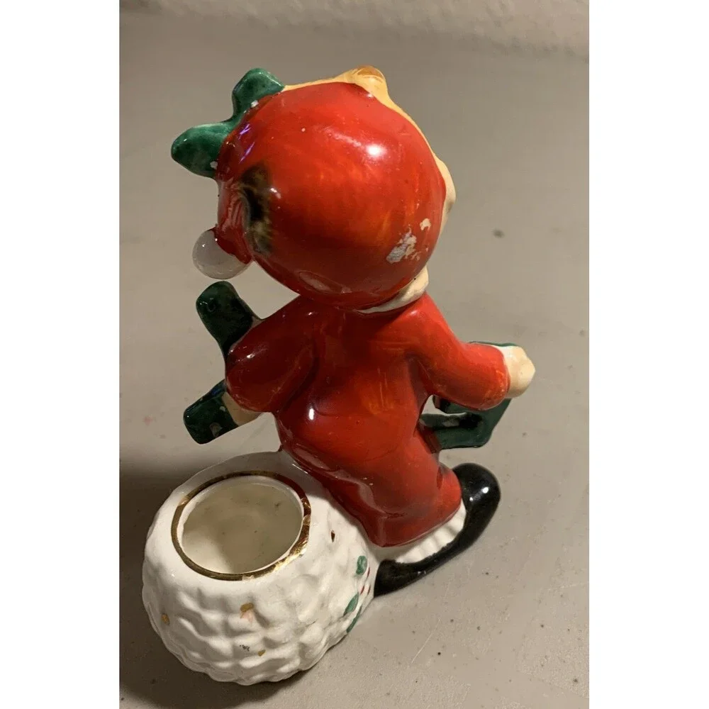 Commodore Japan 1950s NOEL Pajama Kids Candle Stick Holders Christmas Figurines
